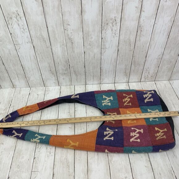 NY Crossbody Sling Slouchy HOBO Bag NEW YORK BLOCK PATCHWORK - Nepal - Picture 6 of 13